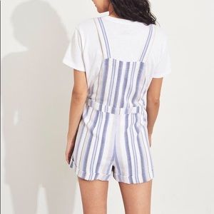 Hollister Striped Linen Overalls